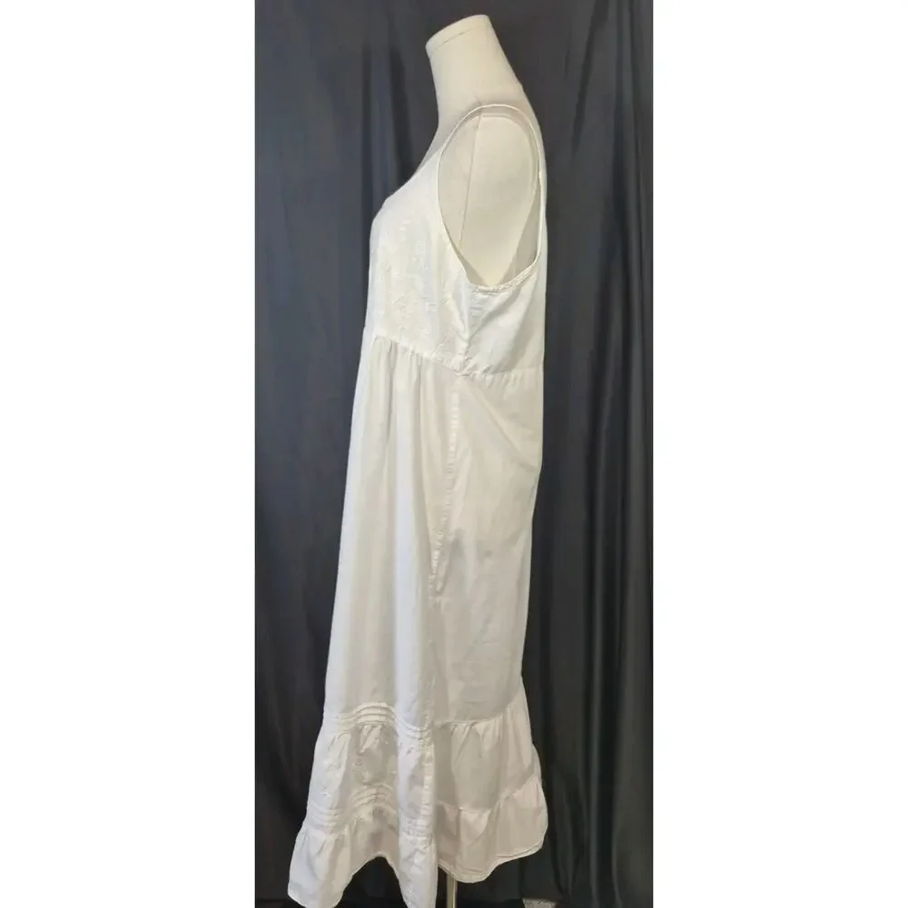 The 1 For U Ruby White Cotton Sleeveless Nightgown Medium